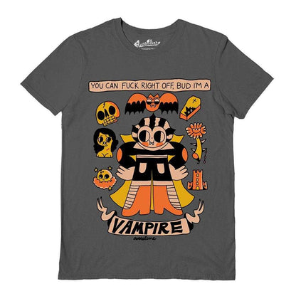 Charcoal - Front - Burger Babie Unisex Adult Fuck Off I´m A Vampire T-Shirt
