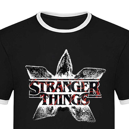Black-White - Side - Stranger Things Unisex Adult Demogorgon Logo T-Shirt