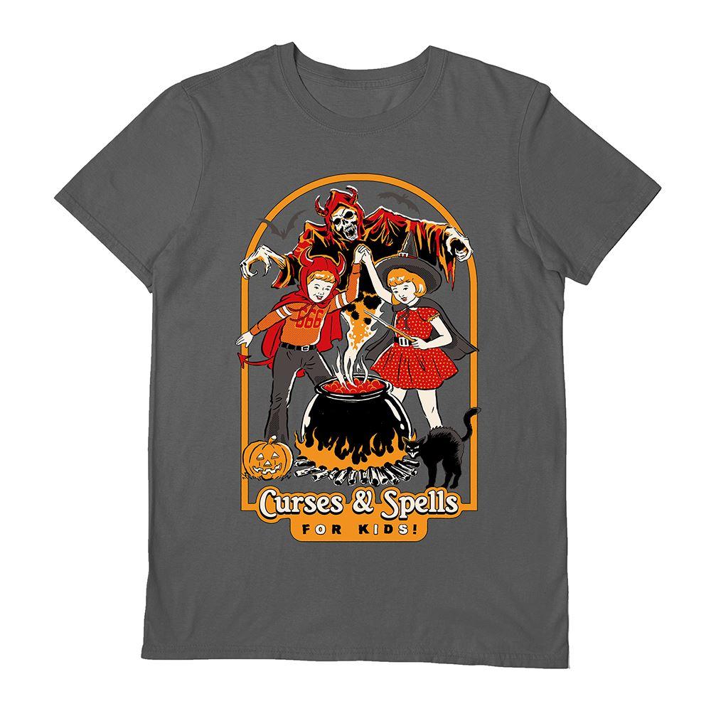 Charcoal - Front - Steven Rhodes Unisex Adult Curses & Spells T-Shirt