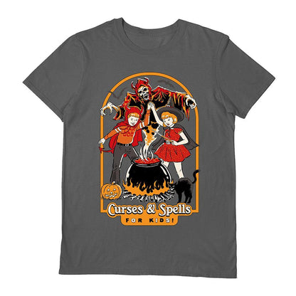Charcoal - Front - Steven Rhodes Unisex Adult Curses & Spells T-Shirt