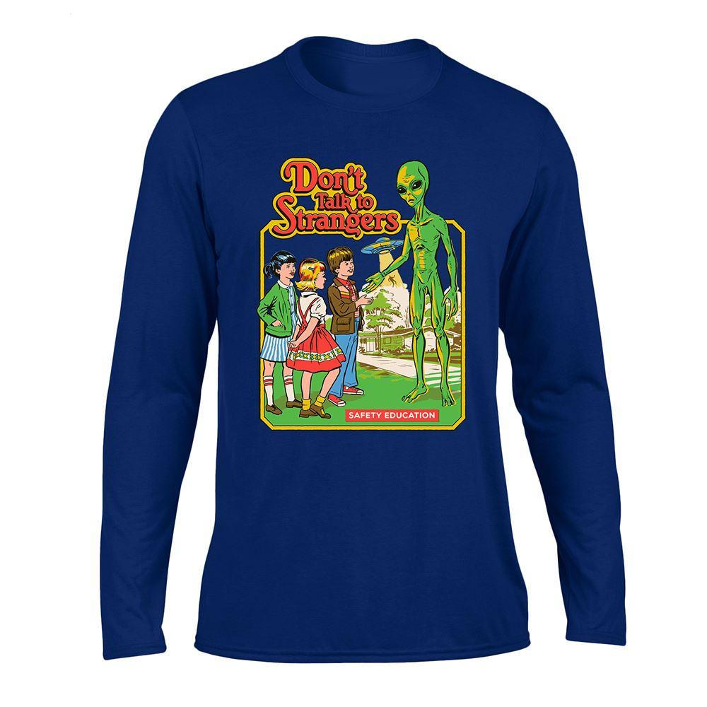 Navy - Front - Steven Rhodes Unisex Adult Don´t Talk To Strangers Long-Sleeved T-Shirt