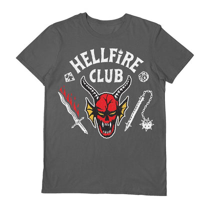 Charcoal - Front - Stranger Things Unisex Adult Hellfire Face T-Shirt