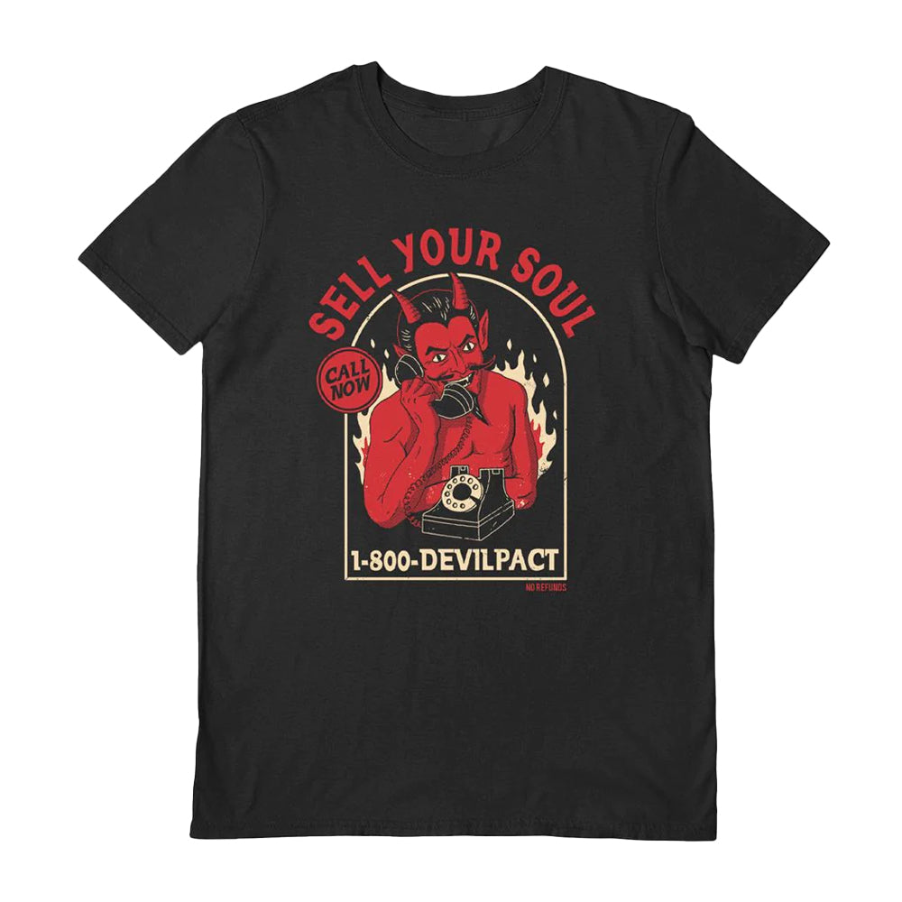 Black-Red-White - Front - DinoMike Unisex Adult Sell Your Soul T-Shirt