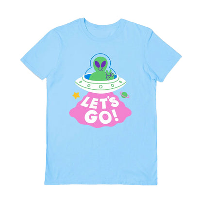 Light Blue - Front - Obinsun Unisex Adult Let´s Go Ufo T-Shirt