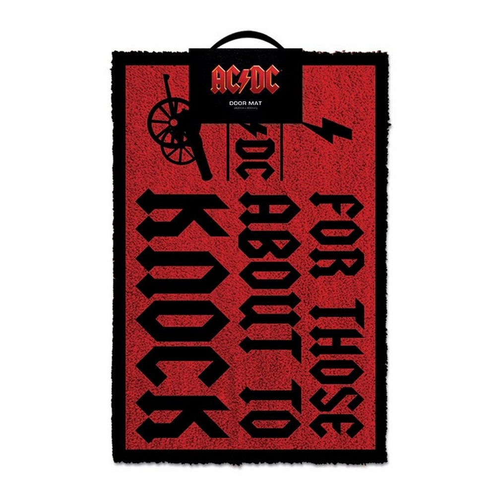 Dark Red-Black - Front - AC-DC For Those About To Knock Door Mat