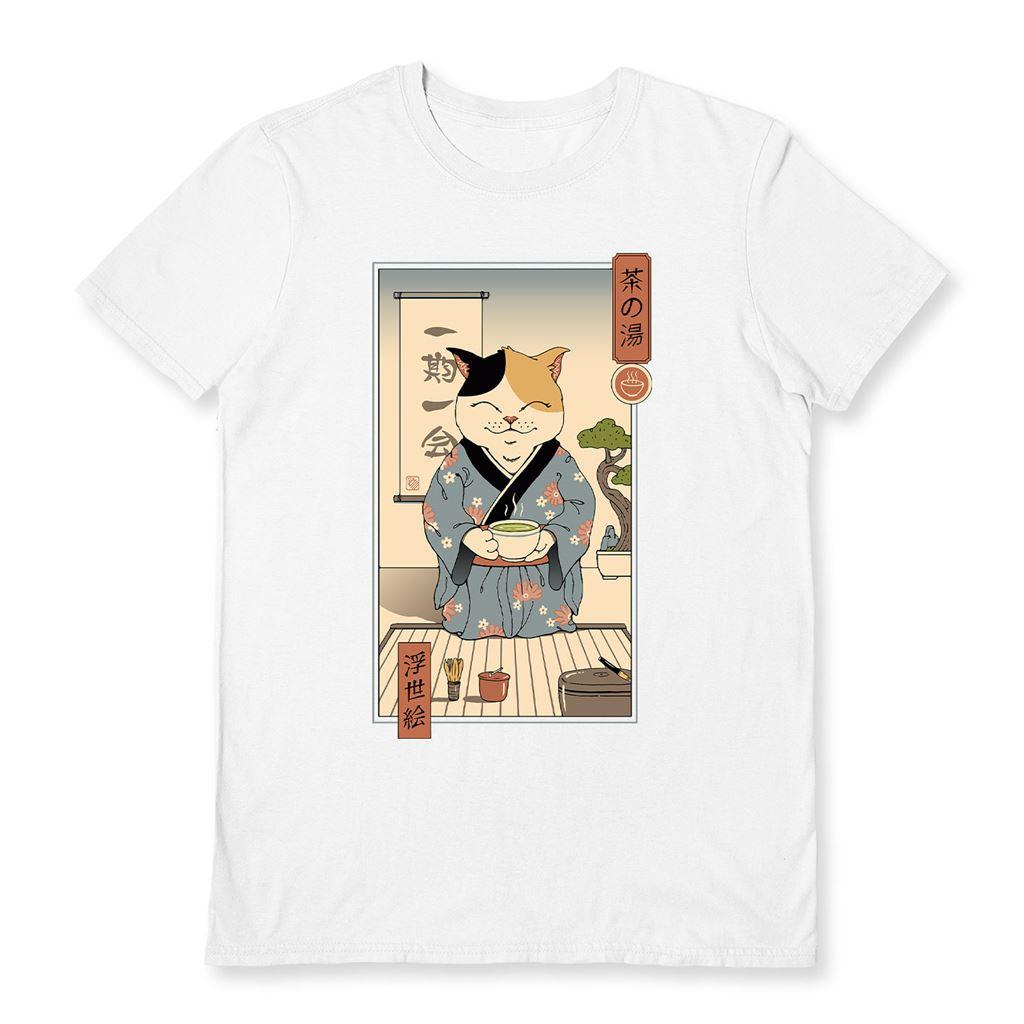 White - Front - Vincent Trinidad Unisex Adult Cat Tea Ceremony T-Shirt