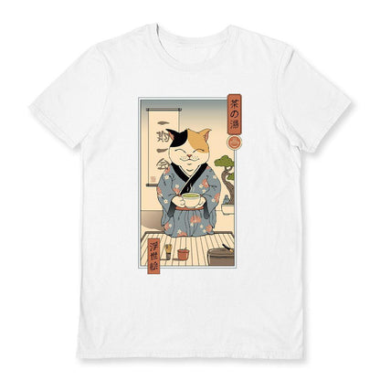 White - Front - Vincent Trinidad Unisex Adult Cat Tea Ceremony T-Shirt