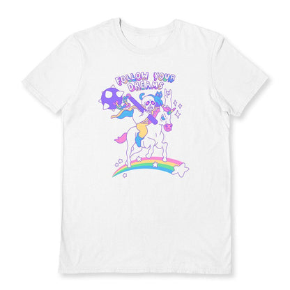 White - Front - Obinsun Unisex Adult Follow Your Dreams T-Shirt