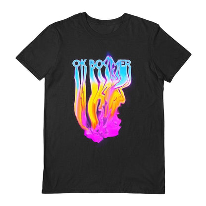 Black - Front - Rocket Man Unisex Adult Ok Boomer Paint Drip T-Shirt