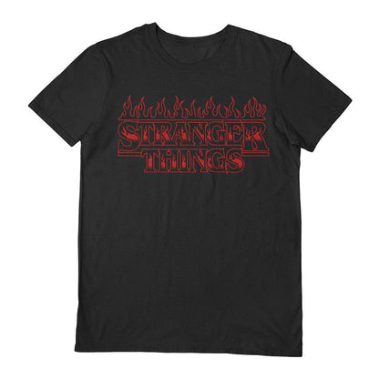 Black - Front - Stranger Things Unisex Adult Season 4 Flame Logo T-Shirt