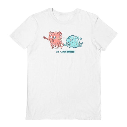 White - Front - Gamma Ray Unisex Adult I´m With Stupid T-Shirt