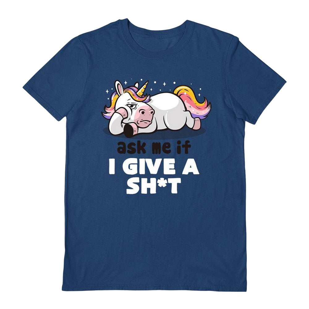 Navy - Front - EduEly Unisex Adult Ask Me If I Give A Shit T-Shirt