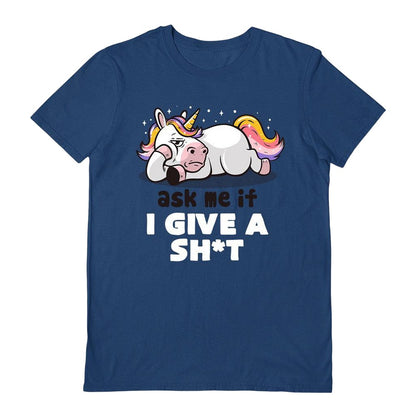 Navy - Front - EduEly Unisex Adult Ask Me If I Give A Shit T-Shirt