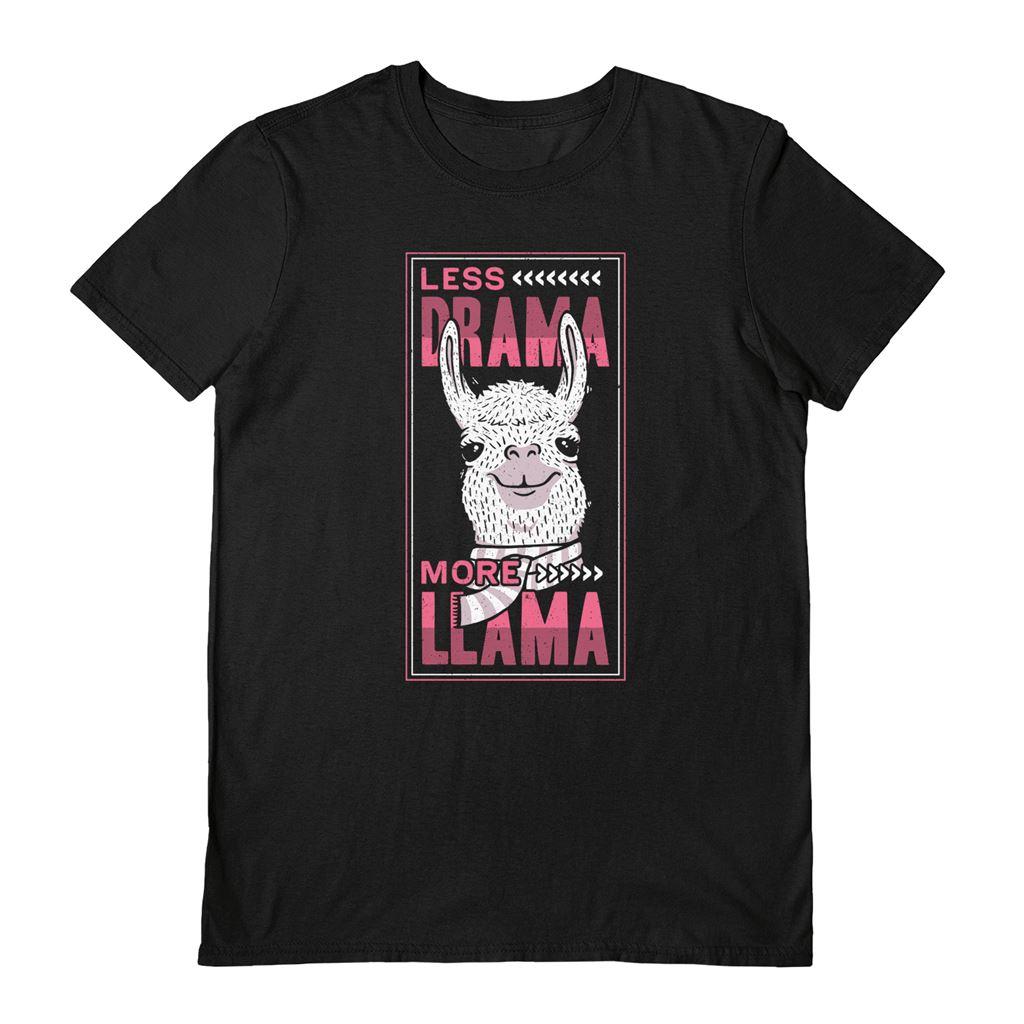 Black - Front - EduEly Unisex Adult Less Drama More Llama T-Shirt