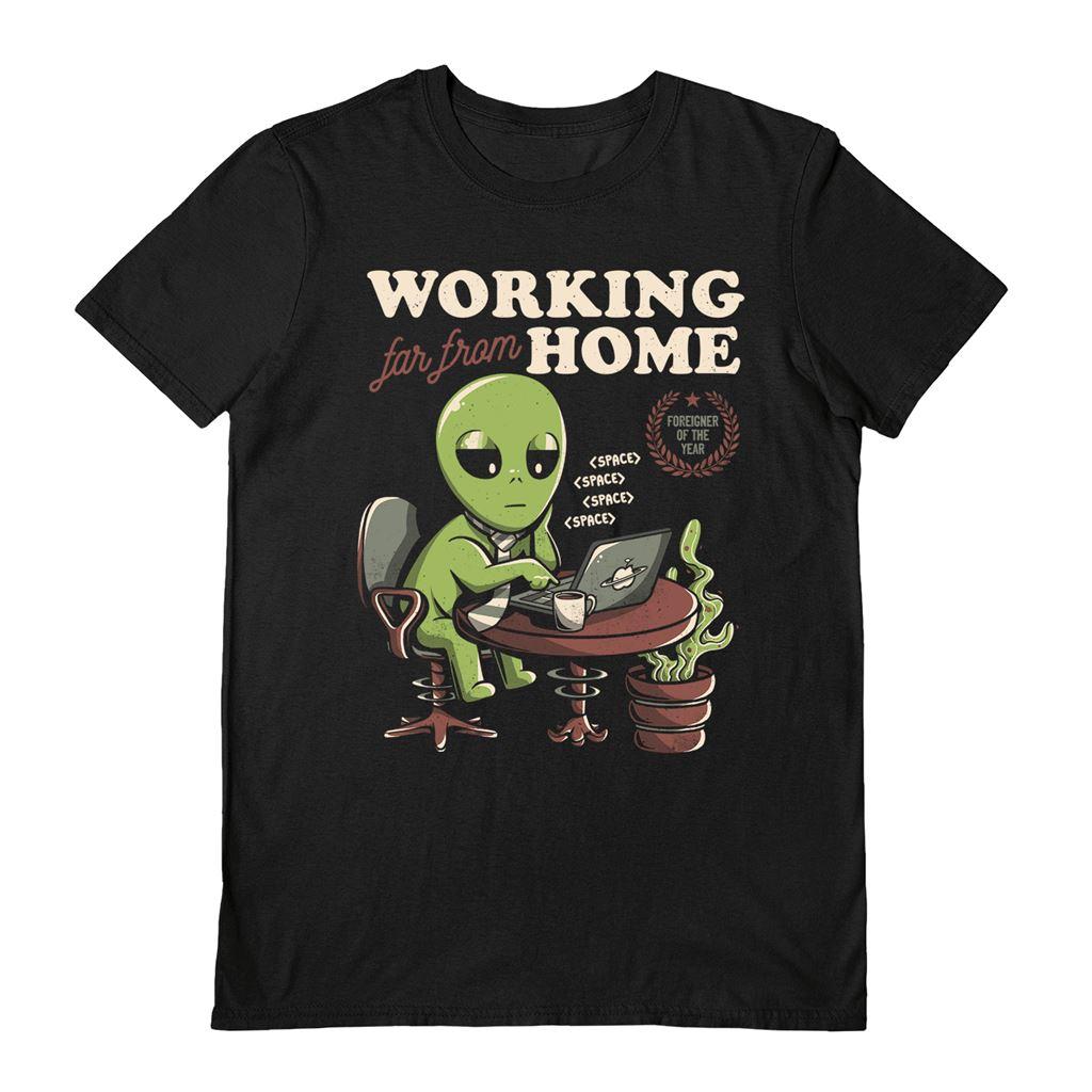 Black - Front - EduEly Unisex Adult Working Far From Home T-Shirt