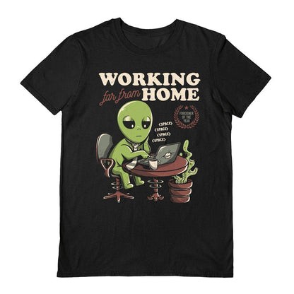 Black - Front - EduEly Unisex Adult Working Far From Home T-Shirt
