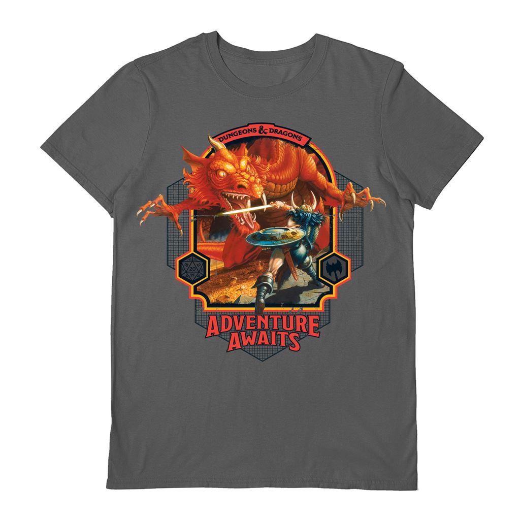 Grey-Red - Front - Dungeons & Dragons Unisex Adult Adventure Awaits T-Shirt