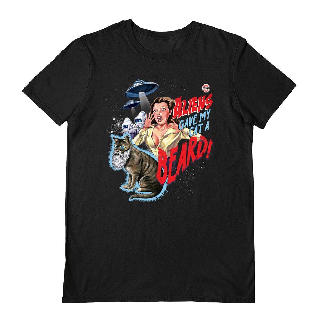Black - Front - Steven Rhodes Unisex Adult Aliens Gave My Cat A Beard T-Shirt