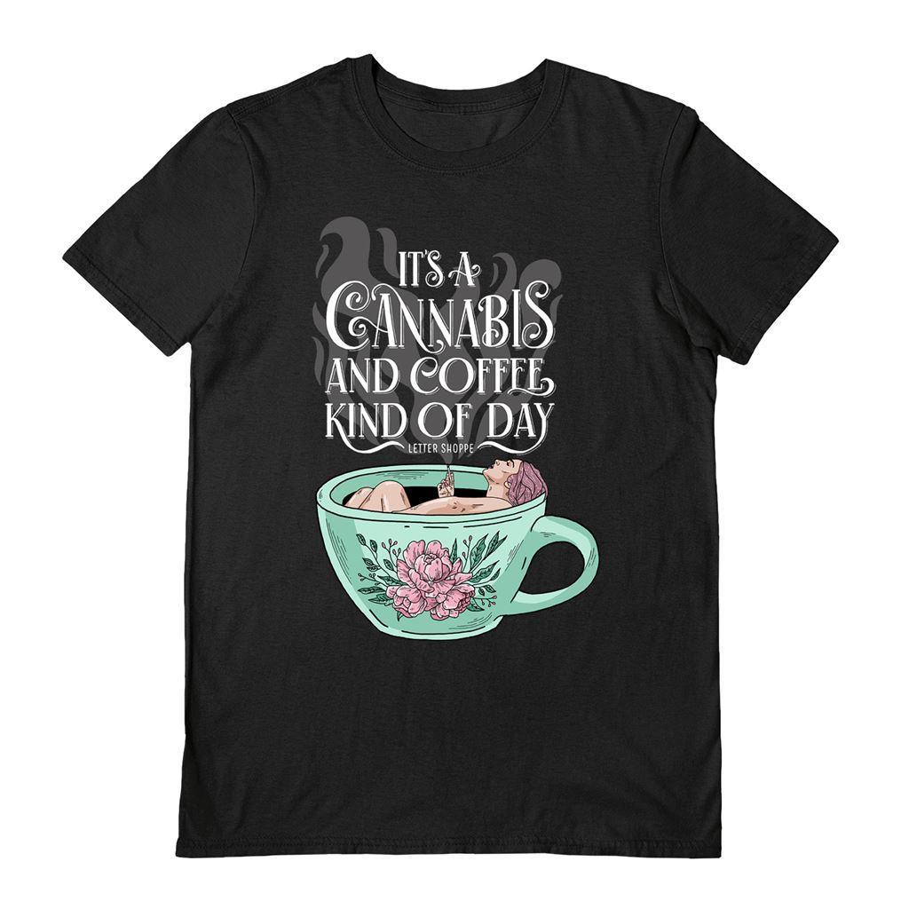 Black - Front - Letter Shoppe Unisex Adult Cannabis & Coffee T-Shirt
