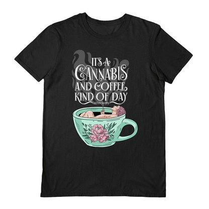 Black - Front - Letter Shoppe Unisex Adult Cannabis & Coffee T-Shirt