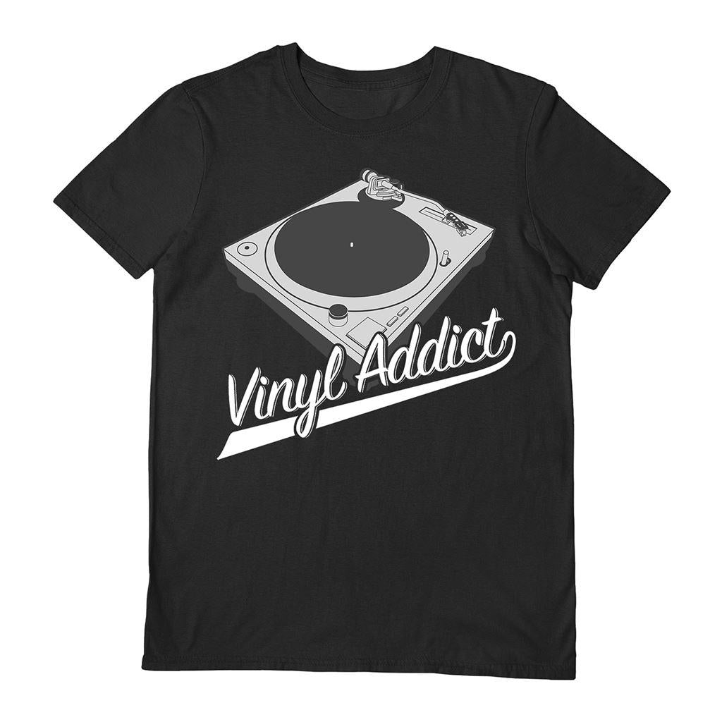 Black - Front - Unisex Adult Vinyl Addict T-Shirt