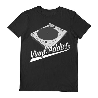 Black - Front - Unisex Adult Vinyl Addict T-Shirt