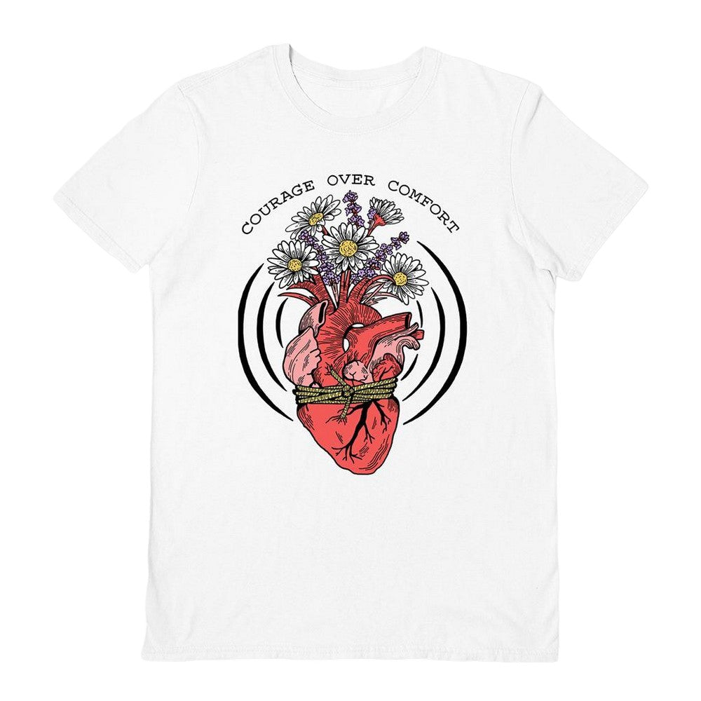 White - Front - Letter Shoppe Unisex Adult Courage Over Comfort T-Shirt