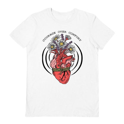 White - Front - Letter Shoppe Unisex Adult Courage Over Comfort T-Shirt
