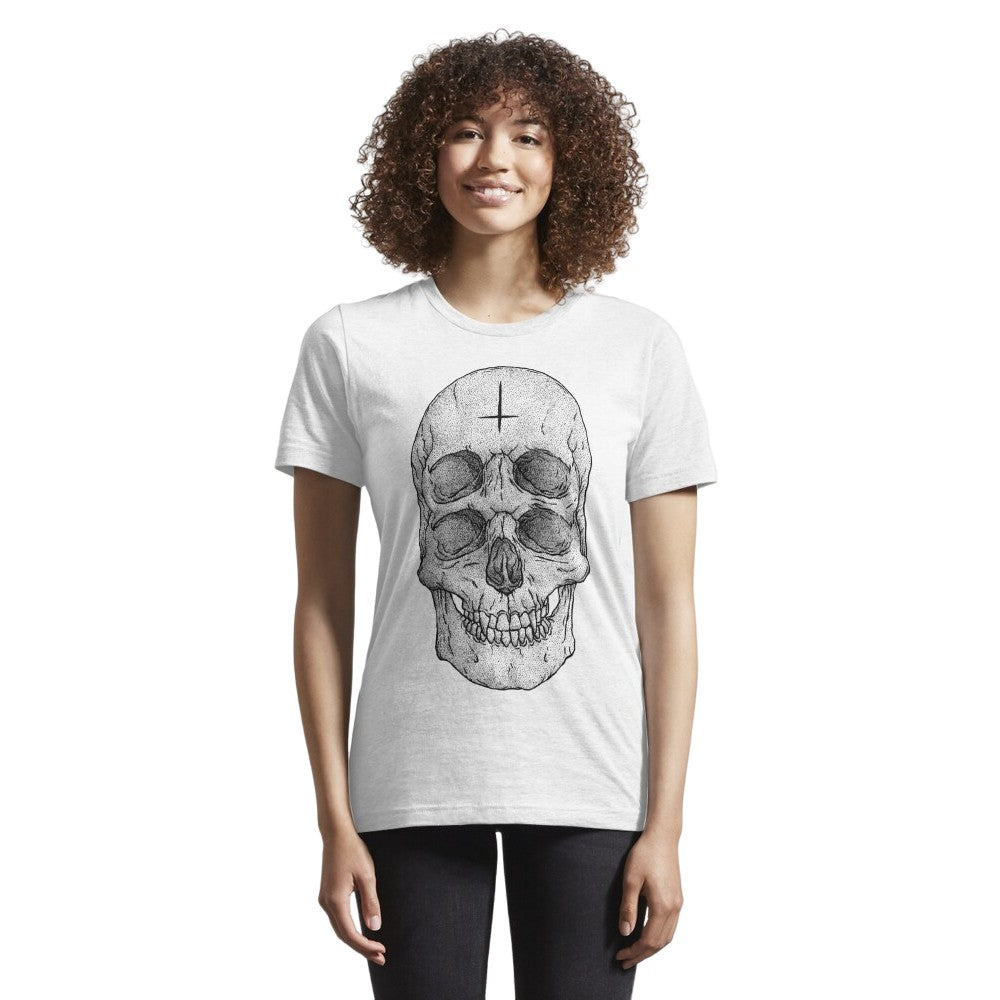 White - Back - Deniart Unisex Adult Skull T-Shirt