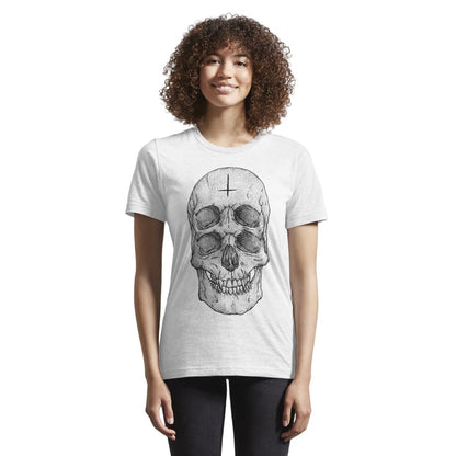 White - Back - Deniart Unisex Adult Skull T-Shirt