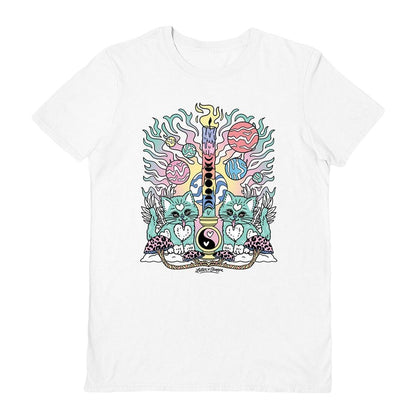 White - Front - Letter Shoppe Unisex Adult Trippy Kitty Pastel T-Shirt