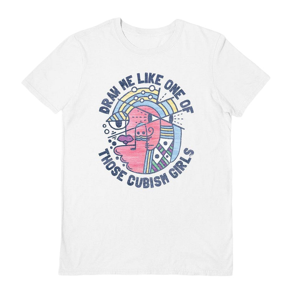 White - Front - Beanepod Unisex Adult Cubism Girls T-Shirt