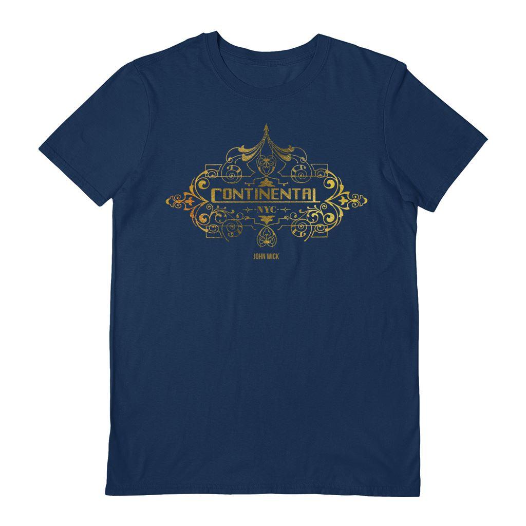 Navy - Front - John Wick Unisex Adult The Continental Ornate Logo T-Shirt