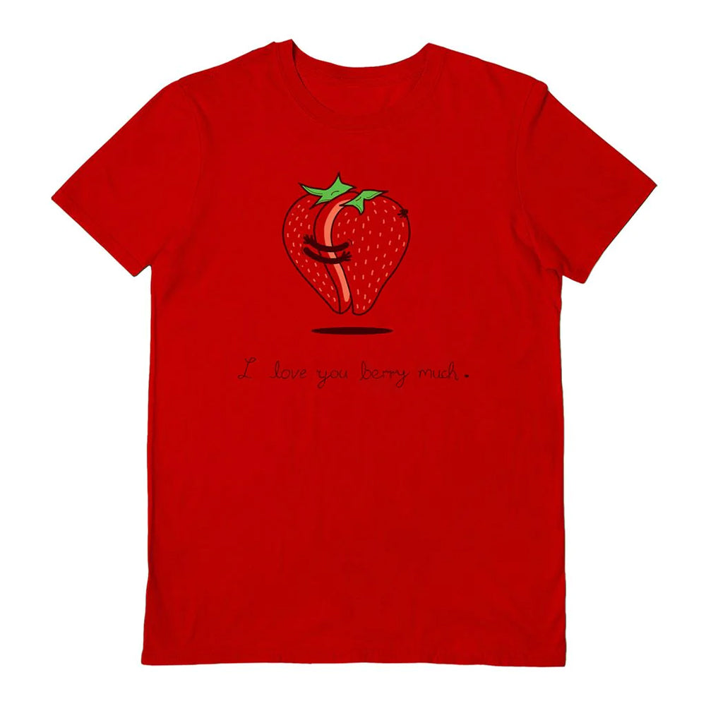 Red - Front - Agrimony Unisex Adult My Strawberry Half T-Shirt