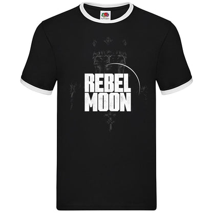 Black-White - Front - Rebel Moon Unisex Adult Ringer Logo T-Shirt