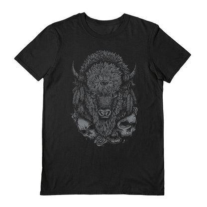Black - Front - Deniart Unisex Adult Bison T-Shirt