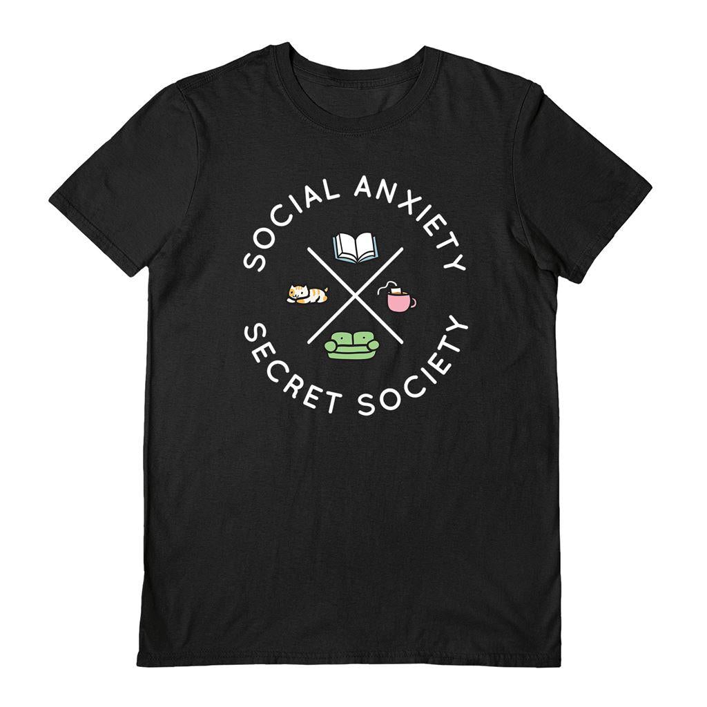 Black - Front - Agrimony Unisex Adult Social Anxiety Secret Society T-Shirt