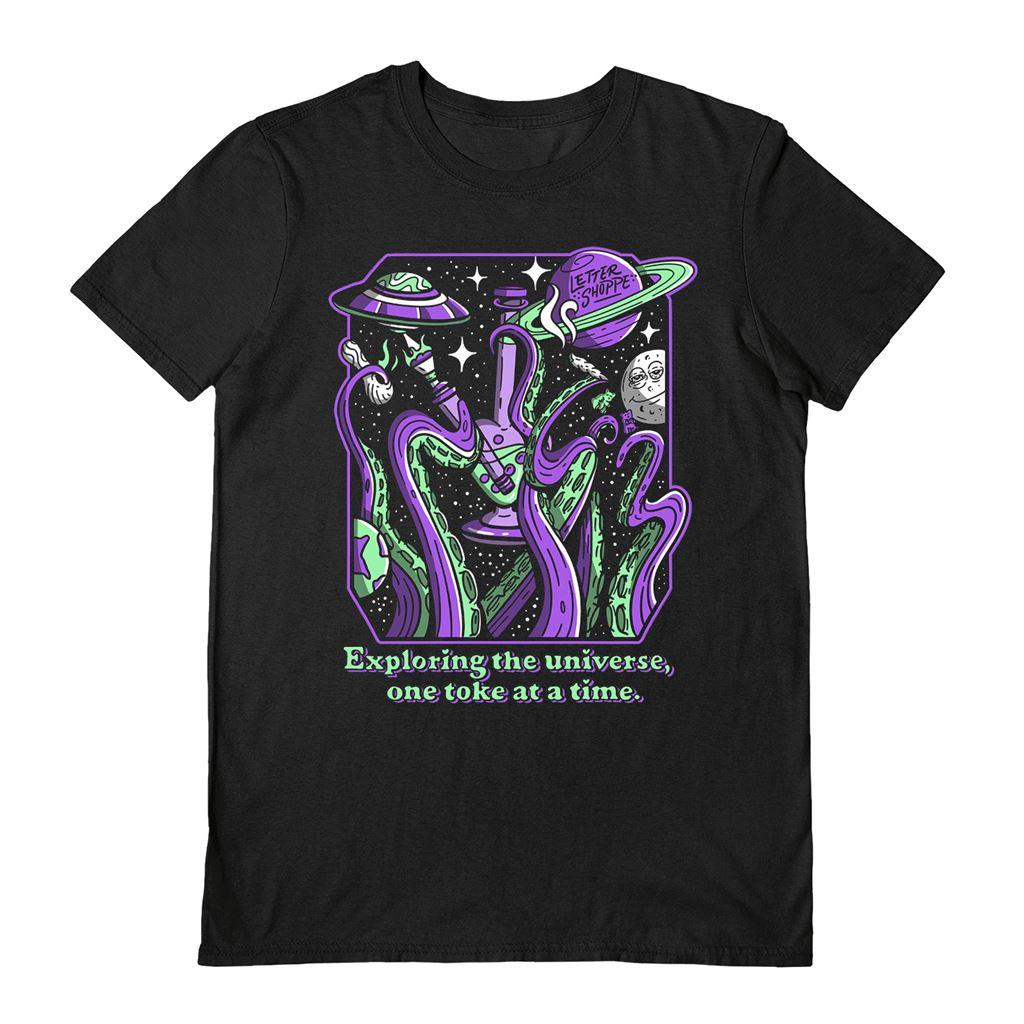 Black - Front - Letter Shoppe Unisex Adult Weed In Space T-Shirt