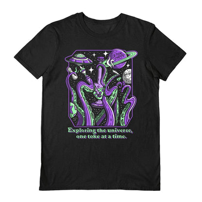 Black - Front - Letter Shoppe Unisex Adult Weed In Space T-Shirt