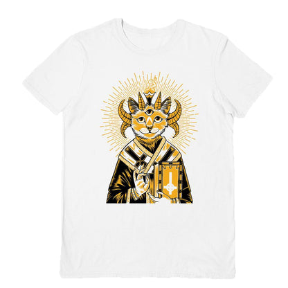 White - Front - Craig Horky Unisex Adult Baphomet Cat T-Shirt