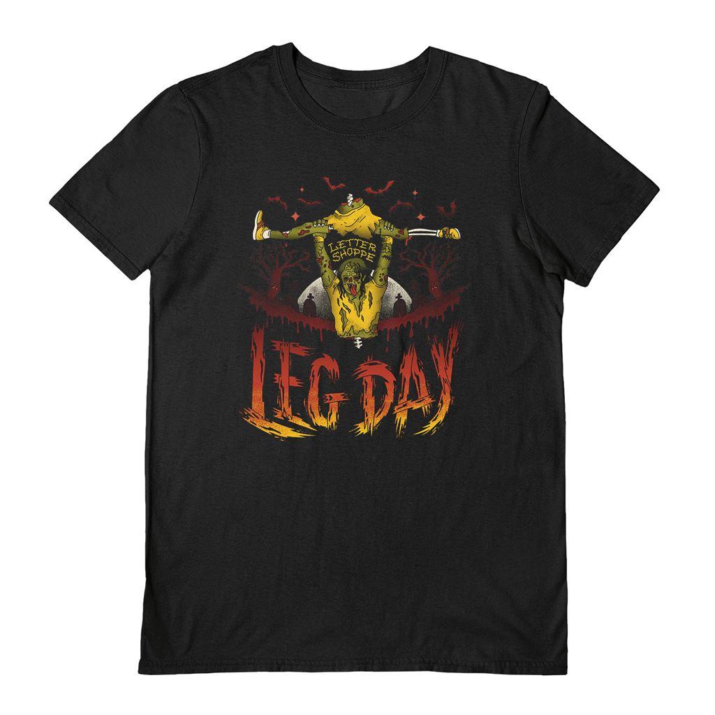 Black - Front - Letter Shoppe Unisex Adult Zombie Leg Day T-Shirt