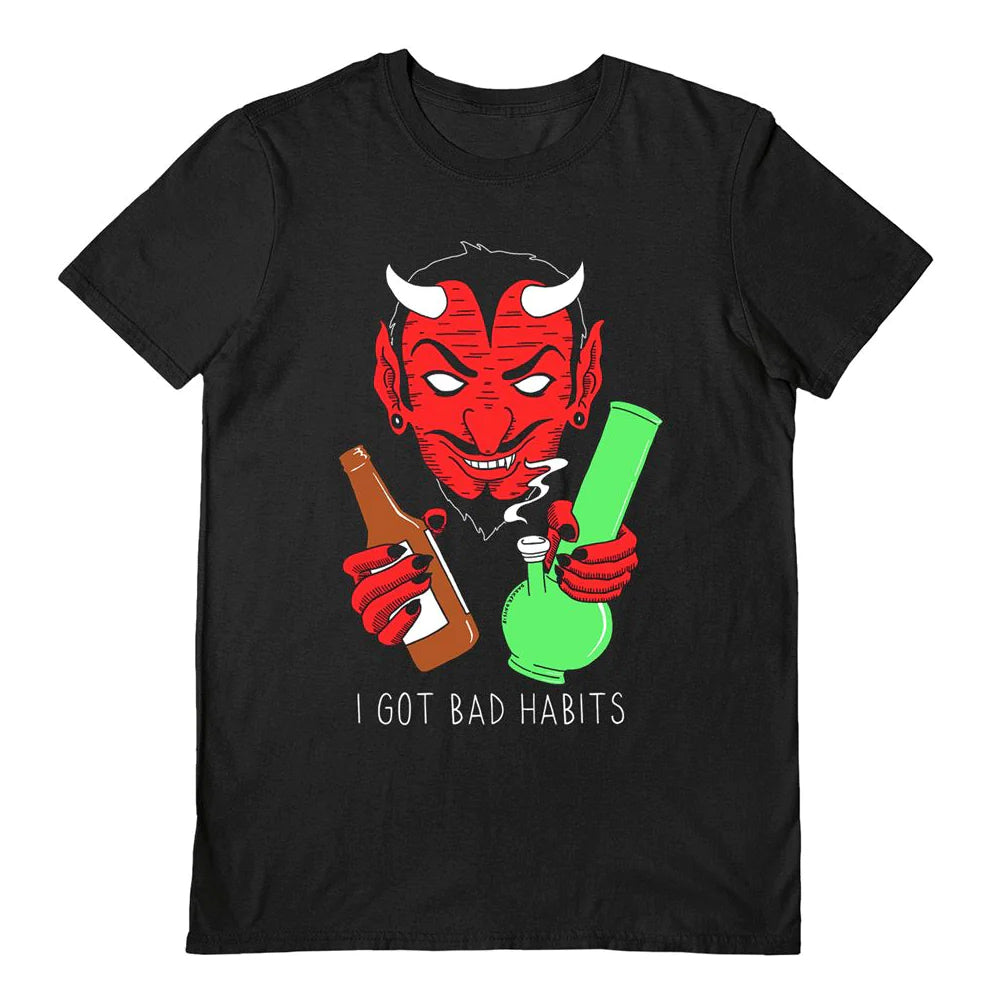 Black - Front - Darker Days Unisex Adult Bad Habits T-Shirt