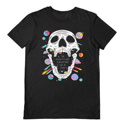 Black - Front - Darker Days Unisex Adult Galaxy Graveyard T-Shirt