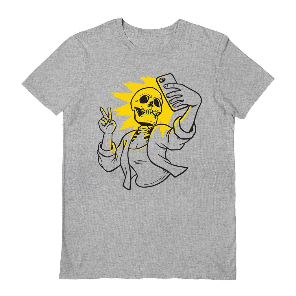 Sports Grey - Front - Benjimoji Unisex Adult Skeletal Selfie T-Shirt