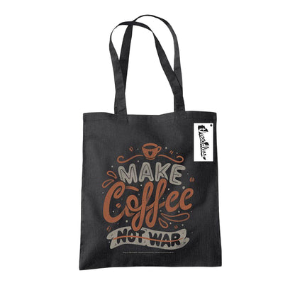 Black-Brown-Grey - Front - Tobe Fonseca Make Coffee Not War Tote Bag