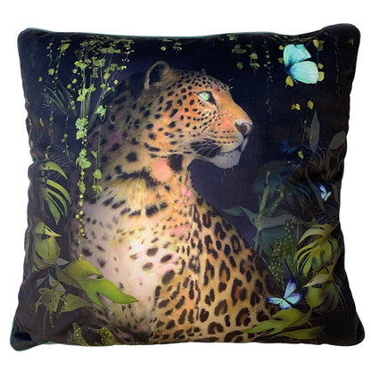 Black-Brown-Green - Front - Summer Thornton Leopard Filled Cushion