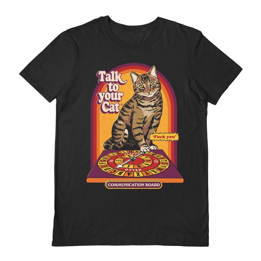 Black - Front - Steven Rhodes Unisex Adult Talk To Your Cat T-Shirt