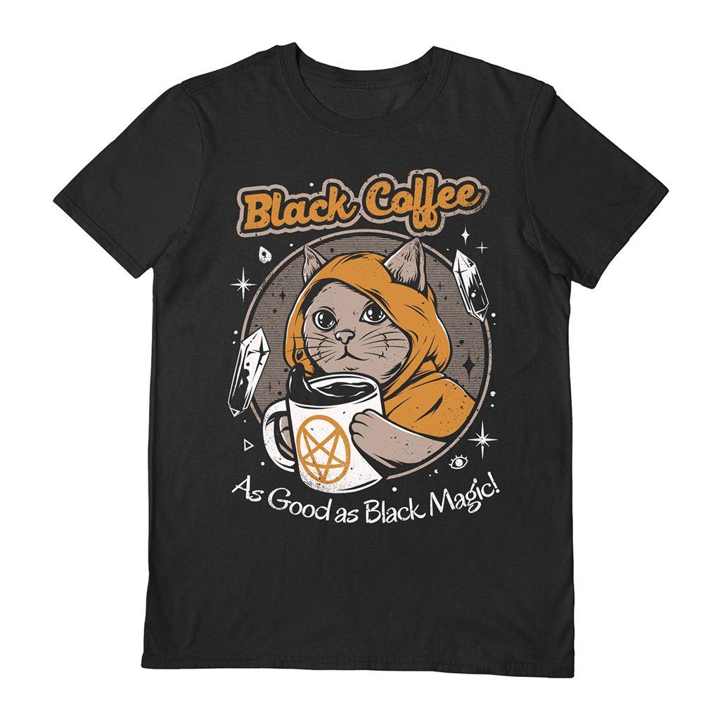 Black - Front - Ilustrata Unisex Adult Black Coffee T-Shirt