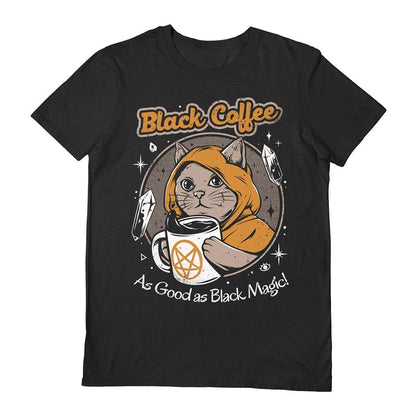 Black - Front - Ilustrata Unisex Adult Black Coffee T-Shirt