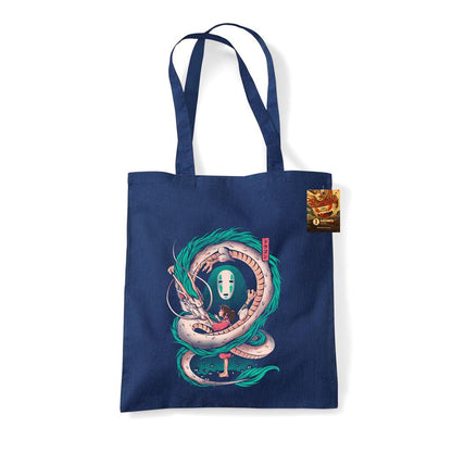 Navy - Front - Ilustrata The Girl And The Dragon Tote Bag